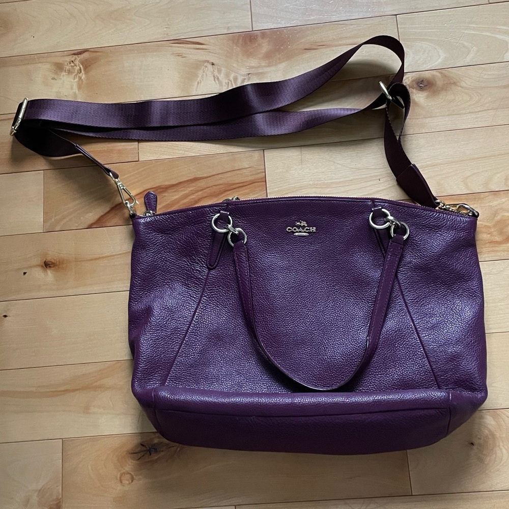 Coach Deep Purple Leather Shoulder Bag
